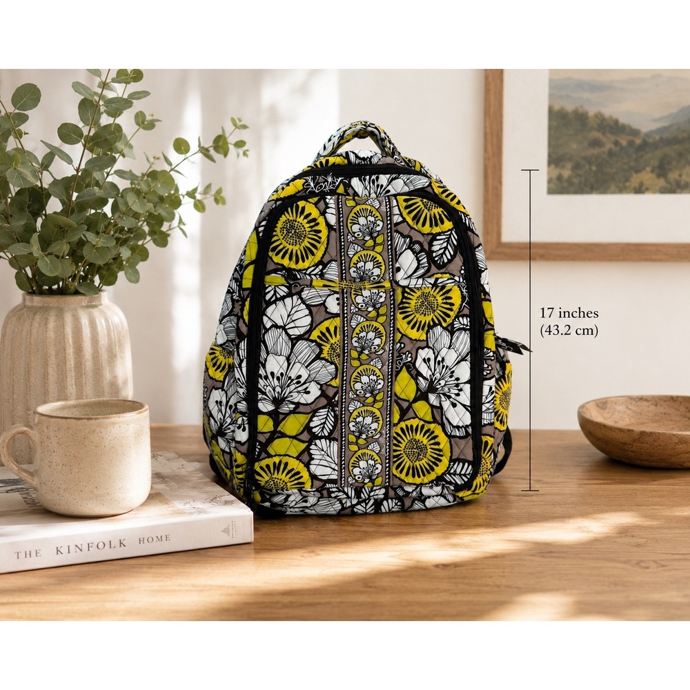 Vera Bradley Backpack DIaperbag Quilted Floral Citron Print‎ Traveler